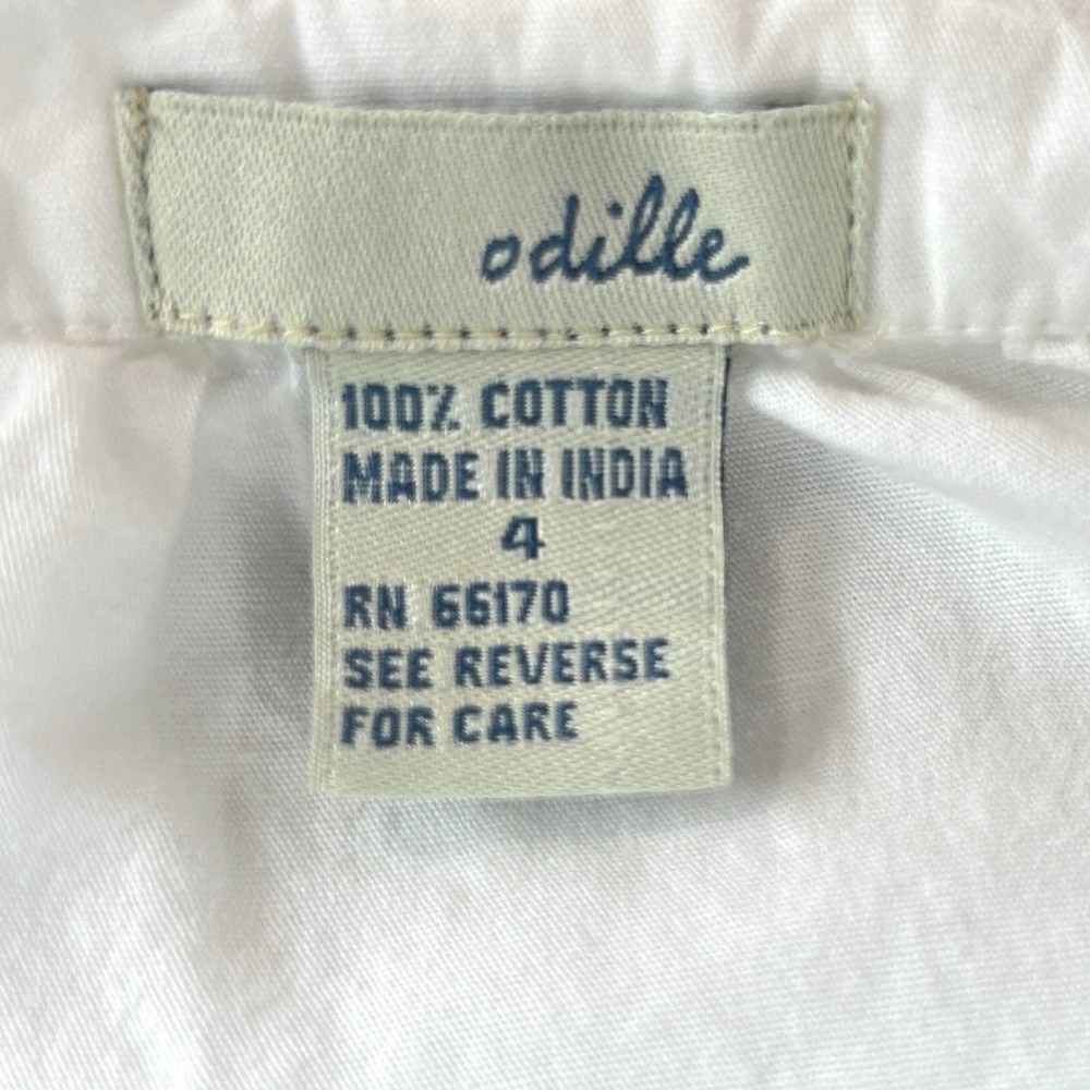 Odille Anthropologie Cotton Peasant Blouse Womens 4 Boho Cottagecore Top White - Picture 7 of 7